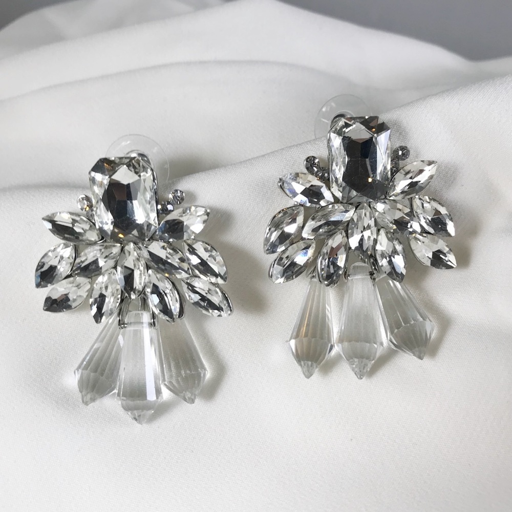 Dangling Crystal Emerald Cut Earrings
